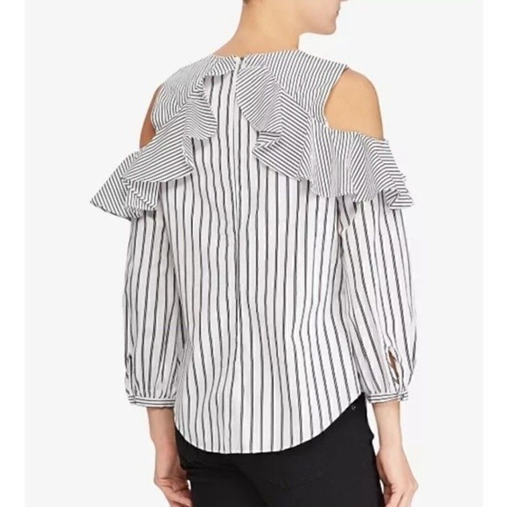 LAUREN RALPH LAUREN Cold-Shoulder Ruffled Cotton Shirt - Picture 15 of 15